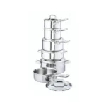 Serray Professional 12-Piece 3-Ply Stainless Steel Cookware Set – Fully Clad, Induction Compatible