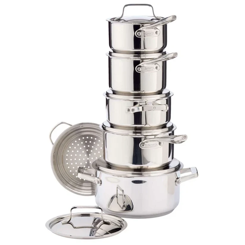Serray Signature 12-Piece Stainless Steel Cookware Set – Aluminum Core, Induction Compatible1 Serray Signature 12-Piece Stainless Steel Cookware Set – Aluminum Core, Induction Compatible - Image 1